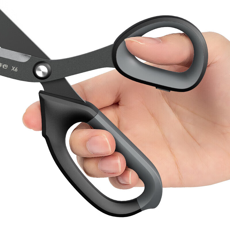 齐心【现货直发】 X6 特氟龙巧力剪刀  办公生活工具剪刀防锈 黑色 180mm