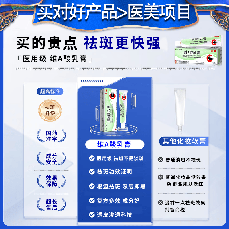 [臣功]维A酸乳膏 祛斑霜黑色素祛斑专用药黄褐斑日晒斑雀斑老年斑强力祛除手脸部消除男女专【视觉特效】 15克/支 1盒装 【标准装】