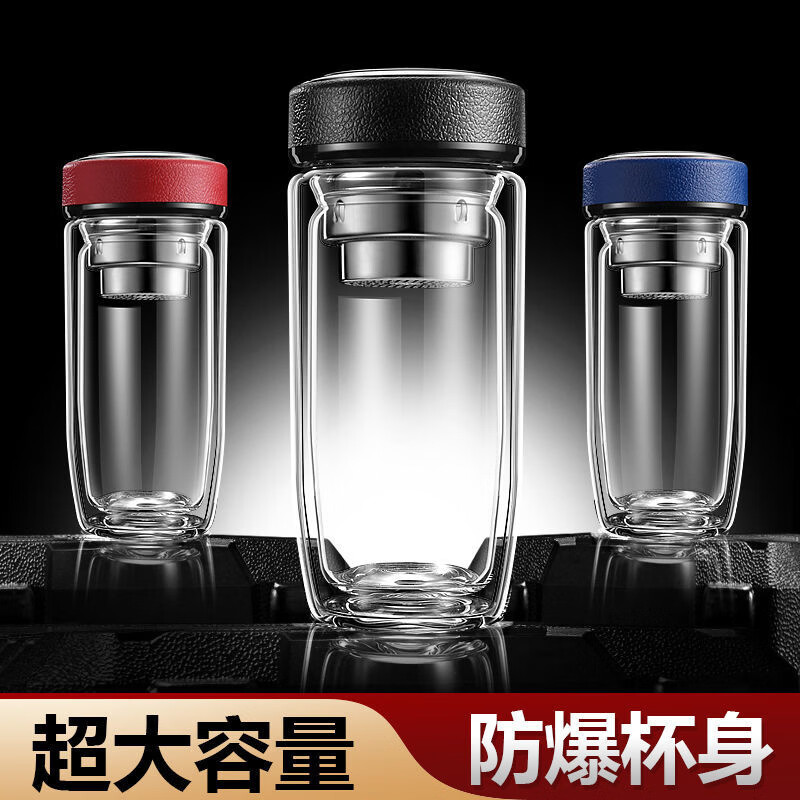 大容量加厚双层玻璃杯鹅蛋杯男女商务泡茶杯隔热个 钢本色 双层防烫 350ml