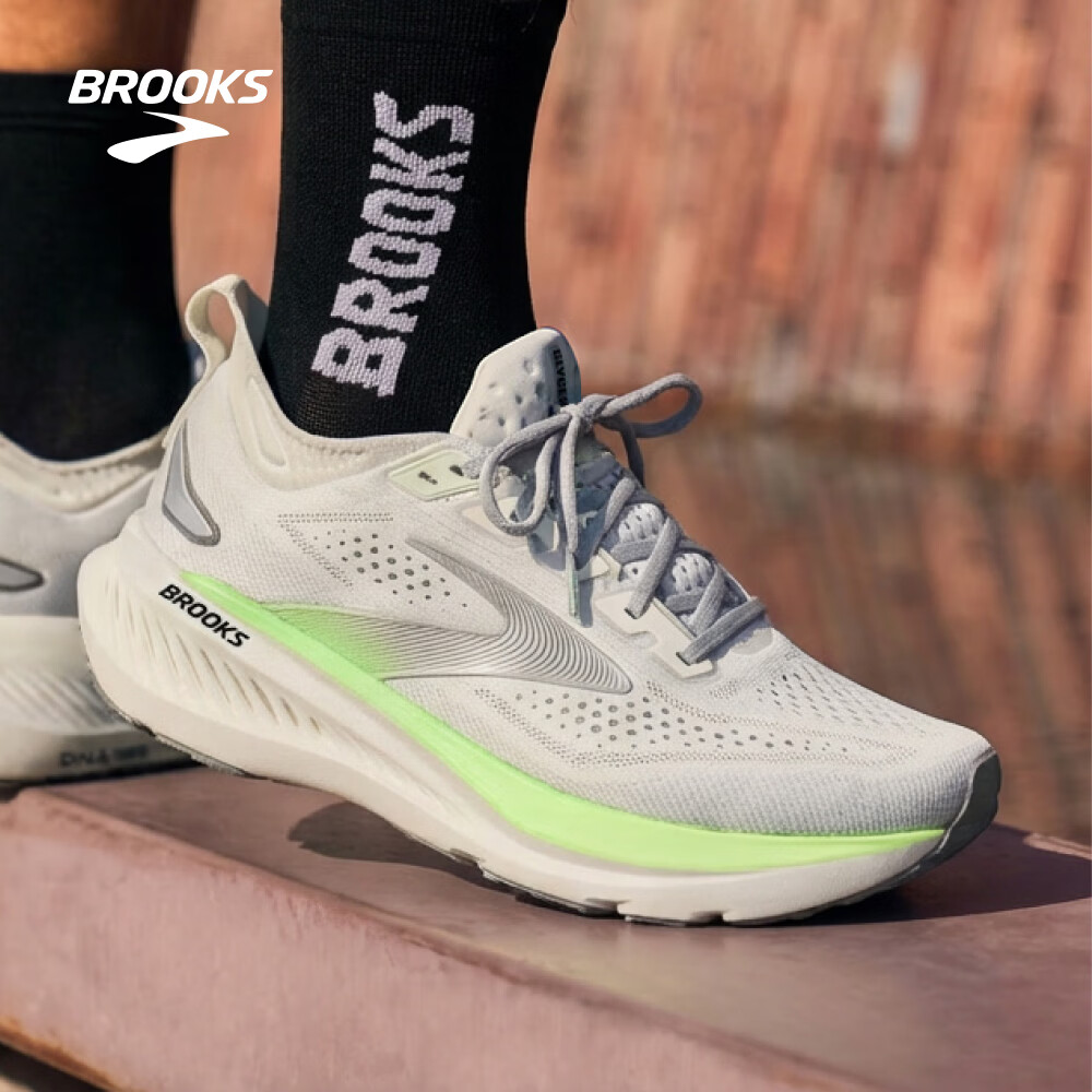 布鲁克斯（BROOKS）Glycerin甘油 23 跑鞋男子缓震跑步鞋百搭运动鞋 灰色/绿色/黑色 40.5