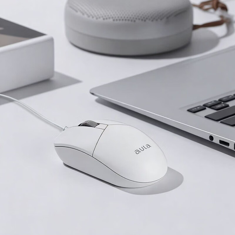 狼蛛(AULA)AM106 有线商务办公鼠标USB台式机电脑家用轻音办公人体工学联想惠普华硕笔记本通用即插即用 AM106-黑色