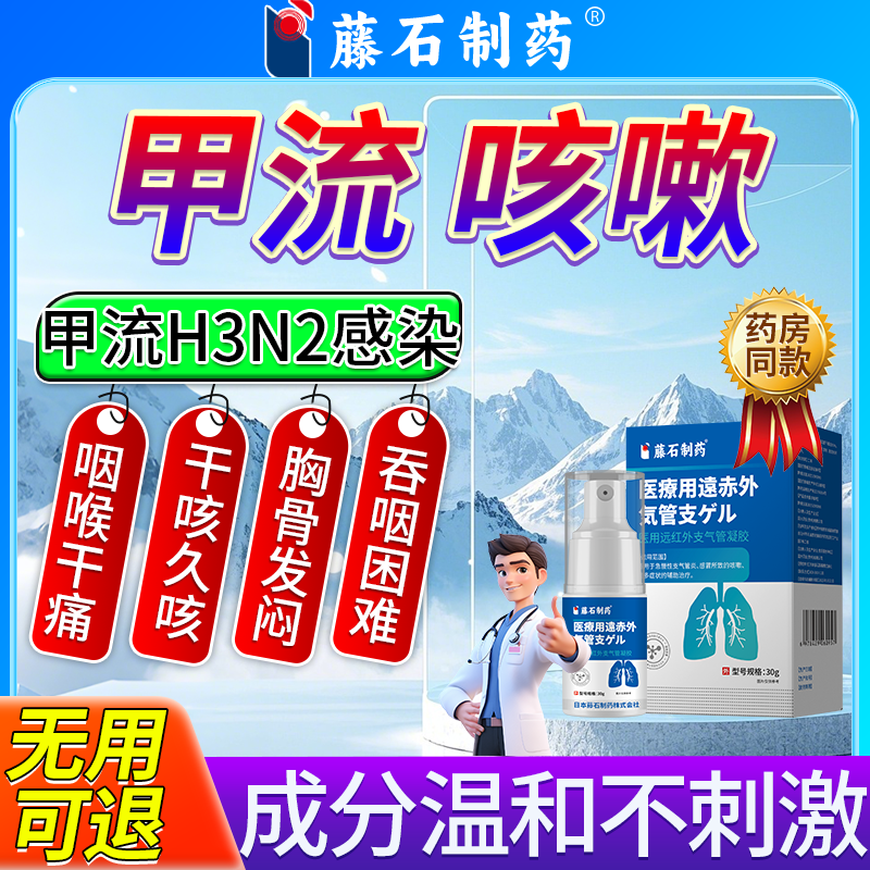 藤石制药甲流病毒儿童喷雾秋冬感冒用药杀预防抗支气管炎咳嗽呼吸道感染Q2 一盒【咳嗽咳痰】甲流H3N2感染 蓝色