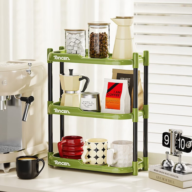 桌面置物架台面办公桌收纳多功能架子书桌收纳架办公室桌上杂物架 桌面置物架-二层绿