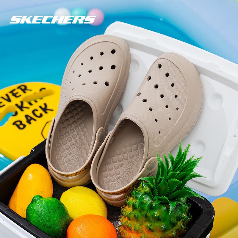 斯凯奇女鞋洞洞鞋舒适透气运动拖鞋厚底休闲凉鞋沙滩鞋 9