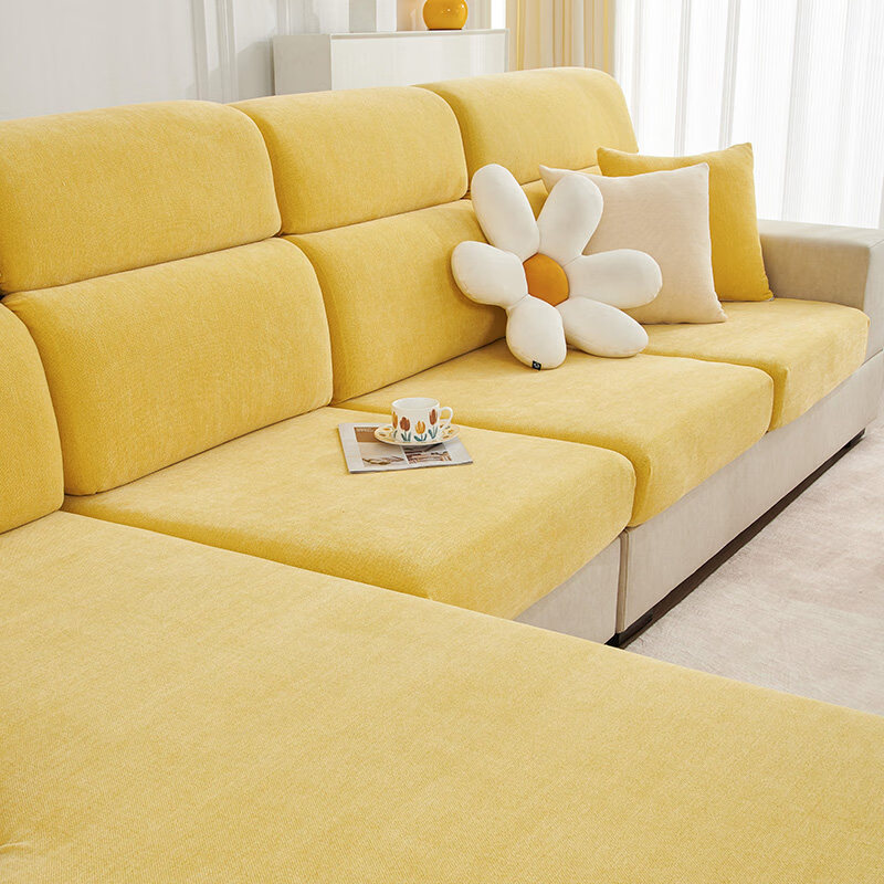 无印良品2025新款沙发套防猫抓不粘毛全包万能套四季通用无需测量沙发罩 素绒-米黄（360°弹力全包|无需测量|亲肤舒适） M靠背套【宽50-65cm*长70-90cm*高5-20cm】