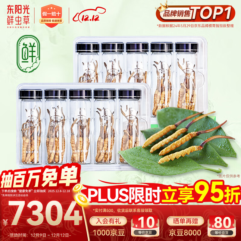 东阳光鲜虫草0.4-0.6g/根100根新鲜冬虫夏草补品送长辈老人源头直发包邮