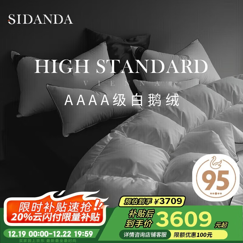 SIDANDA羽绒被4A级95白鹅绒100支全棉抗菌鹅绒 冬被220*240cm