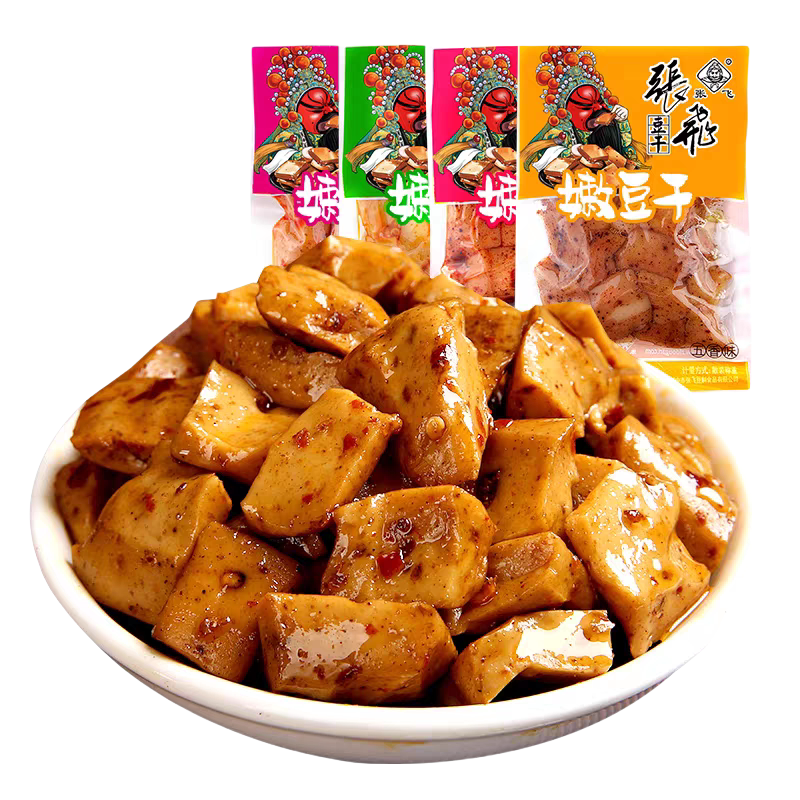 張飛嫩豆干 干四川重慶風味零食即食麻辣豆干 干解饞吃貨休閑 食品小 嫩豆干 干【四味混裝】1斤
