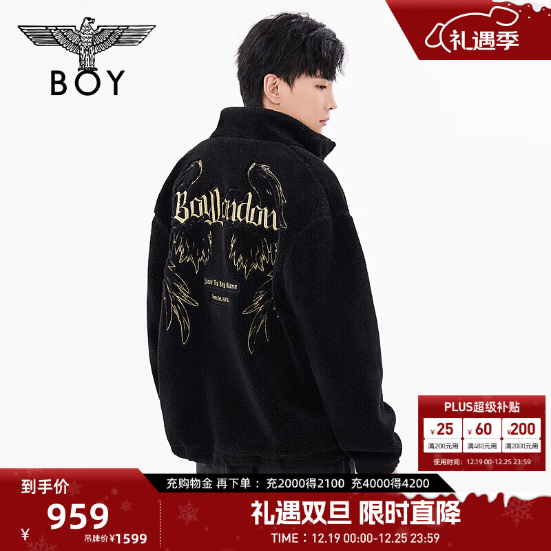 BOY LONDON冬男女同款黑金潮牌黑色宽松保暖外套N23804 黑色 L