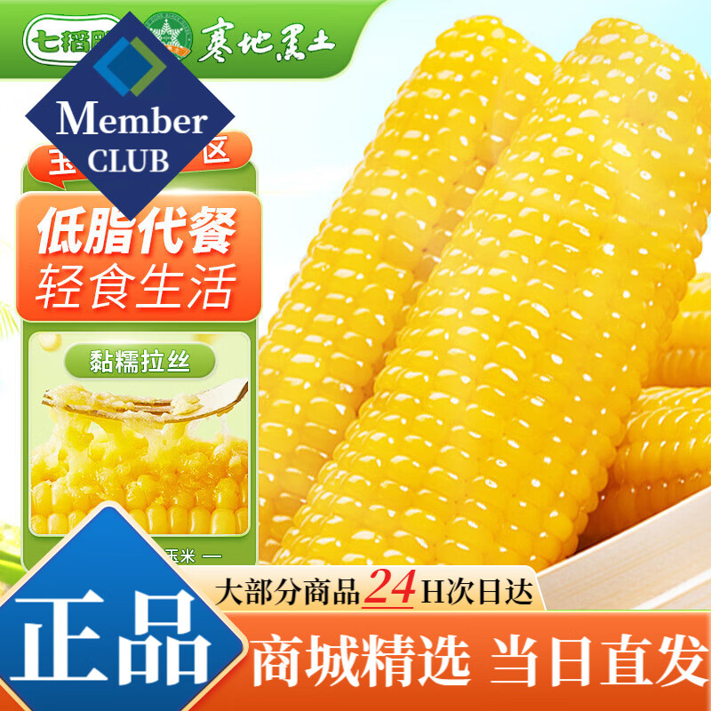 七稻町东北黄糯玉米新鲜甜糯玉米棒香甜玉米大棒代餐低脂整支真空 黄糯玉米家庭装(300g-320g)*10支