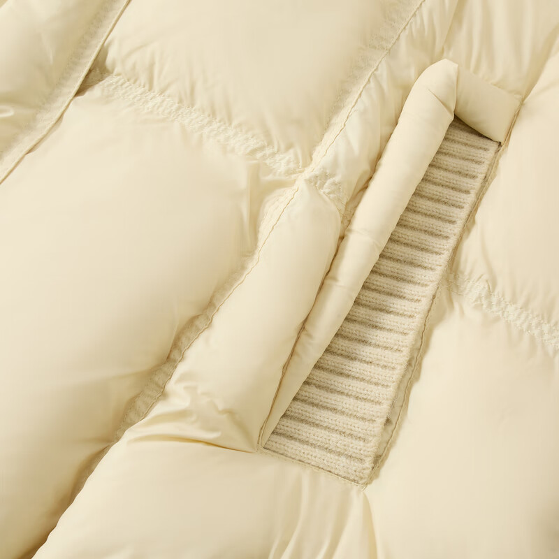 快鱼2025冬季新款针织拼接连帽羽绒服时尚保暖宽松外套女士羽绒衣 淡黄 L