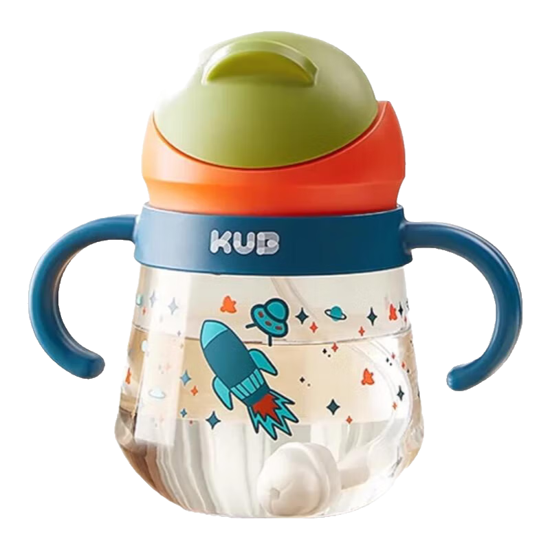 KUB可優(yōu)比嬰兒學(xué)飲杯幼兒園寶寶耐摔帶手柄重力球兒童吸管水杯 布魯藍(lán) 260ml (手柄款)