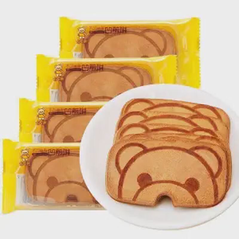 卡宾熊蜜松煎饼干小熊网红薄脆零食鸡蛋整箱儿童早餐休闲小吃5包 混合口味大凹煎饼超值装22包
