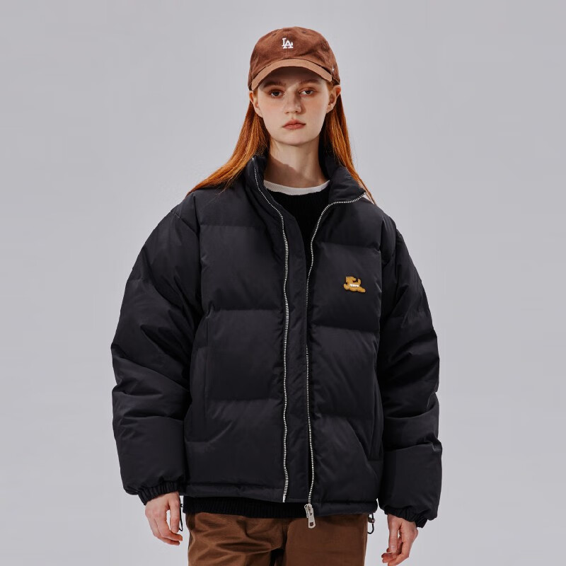 pso brand可爱小狗防泼水面料90绒子含量白鸭绒羽绒服外套男冬季 墨