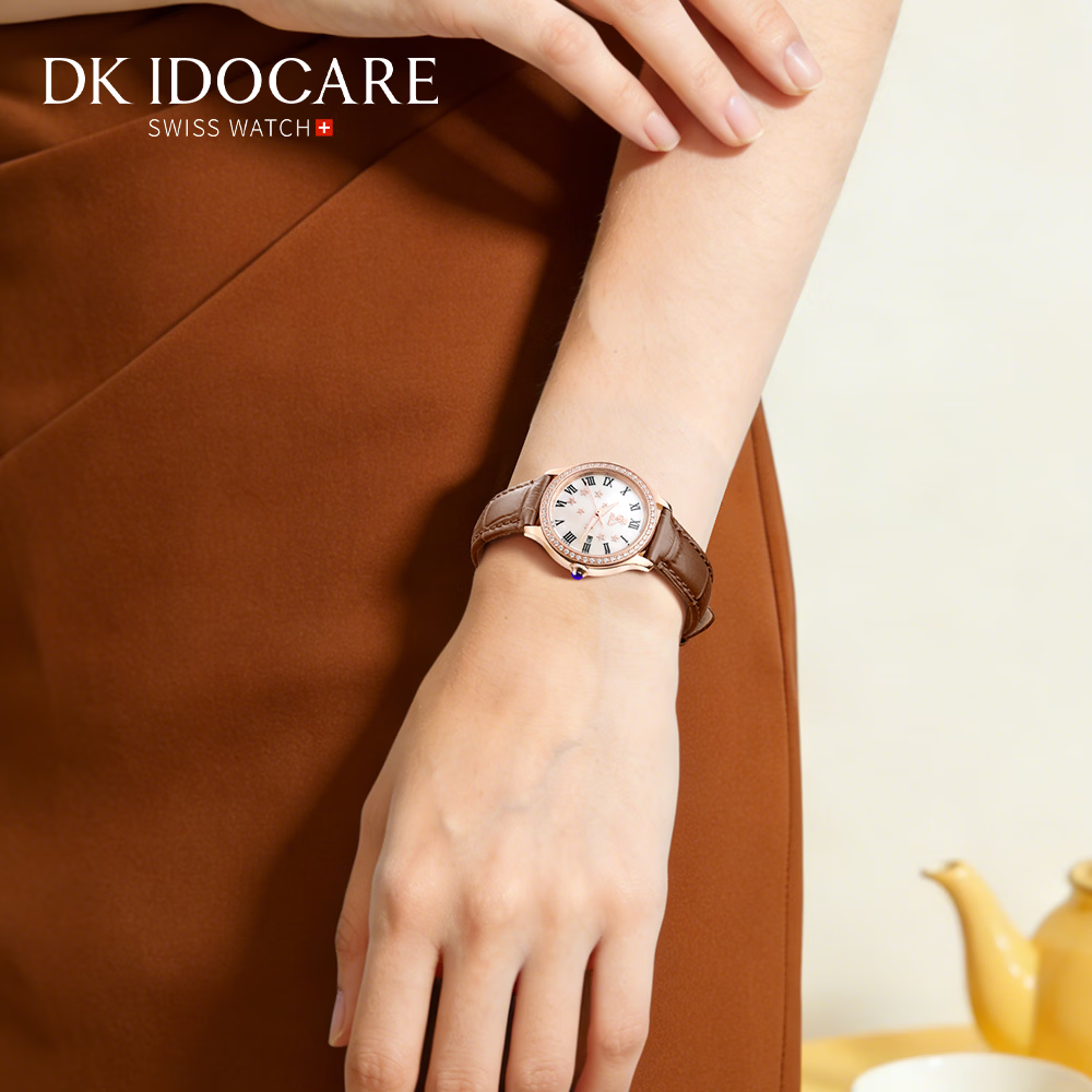 DK满天星女士石英表轻奢小棕表生日38女神节礼物送妈妈送女友送老婆 星语漫辰-复古棕皮带 30mm