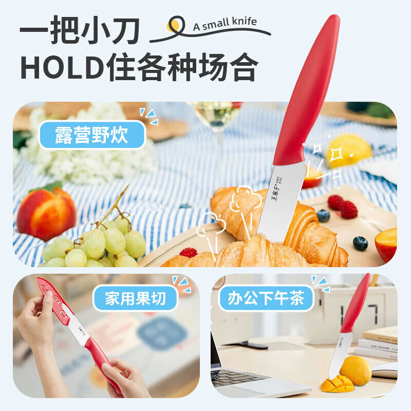 王麻子【精选好物】水果刀家用便携高颜值云纹瓜果刀多场景多用削皮刀带 云纹·水果刀【单把】