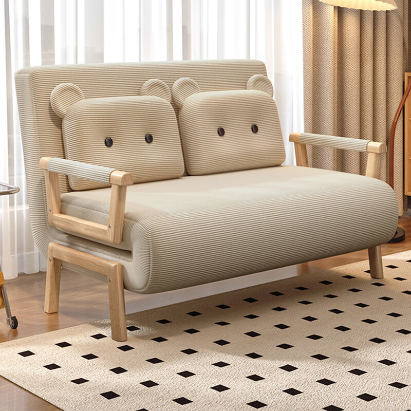 葵竹冉韵折叠沙发床一体两用2025新款家用多功能简约单双人伸缩沙发折叠床 120CM卡其色灯芯绒 高回弹海绵 靠背可调节