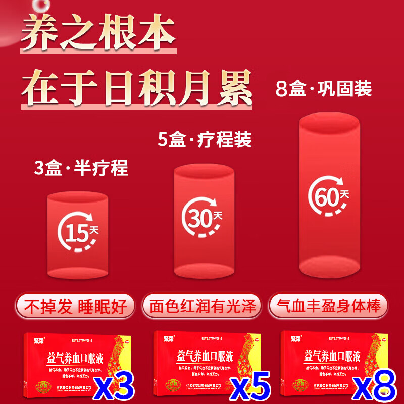 [聚荣（JURONG）]益气养血口服液 10ml*10支 5盒+[乐药师]五子衍宗丸 6g*9袋 5盒  气补血养肝贫血