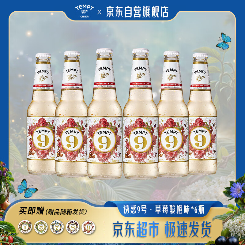 诱惑 气泡果酒微醺低度女士甜酒伴手礼【诱惑9号草莓酸橙味*6瓶】