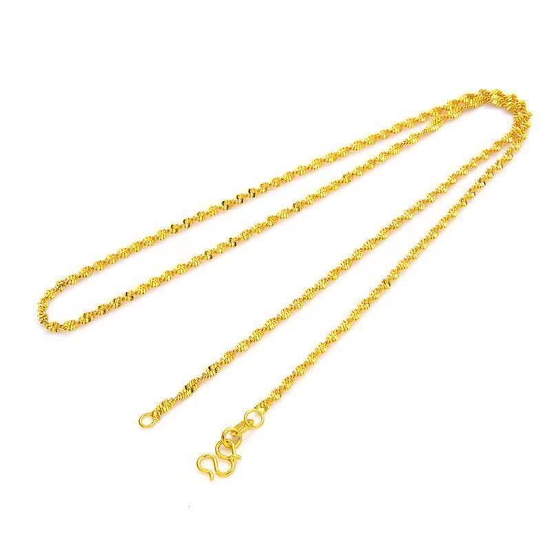 兮娇夏季越南沙金项链女士纯金色花朵假吊坠久不掉色首饰 单独水波链