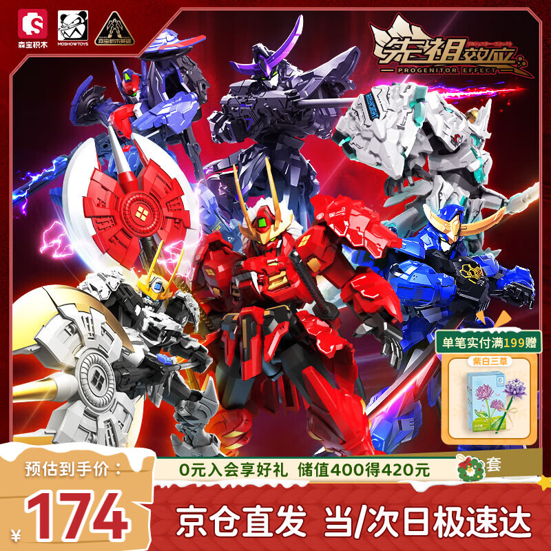 森宝积木模寿先祖效应拼装积木人盲盒甲斐之虎生日礼物 套盒（1套6款）