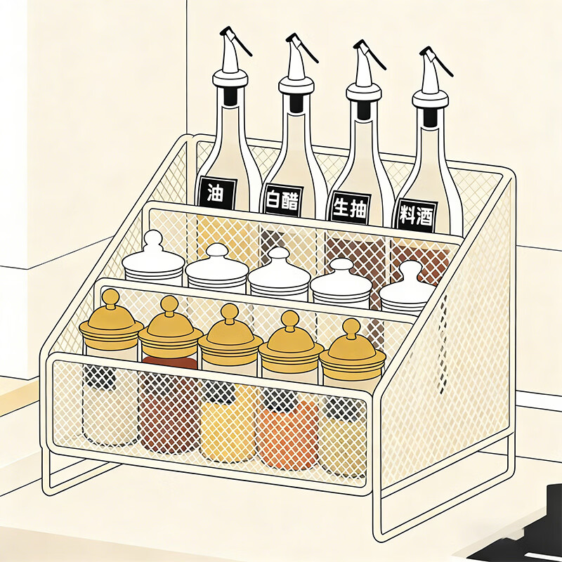 尔思家厨房多功能调料架台置式多层油盐酱醋调料调味品置物架2025新款 【25升级款】奶白大号加宽