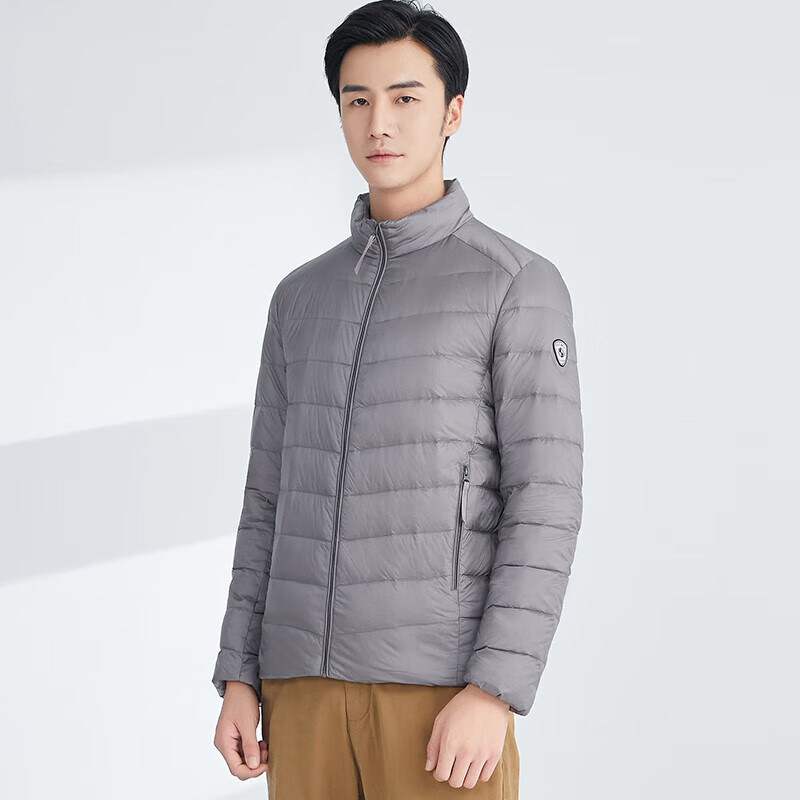 【鹦鹉梨专属】25秋冬男士短款运动风便携立领轻薄休闲排骨羽绒服 黑色 2XL 140-160斤