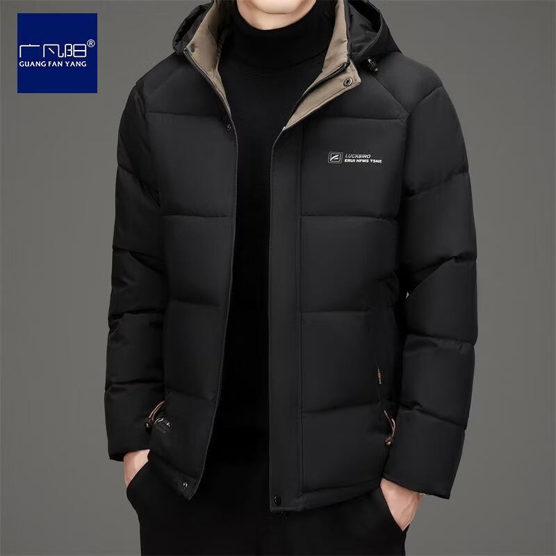 广凡阳晋江棉服男短款可拆卸连帽纯色加厚2025冬季新款中年男士高档棉袄 卡其色 5XL (建议170-195斤)