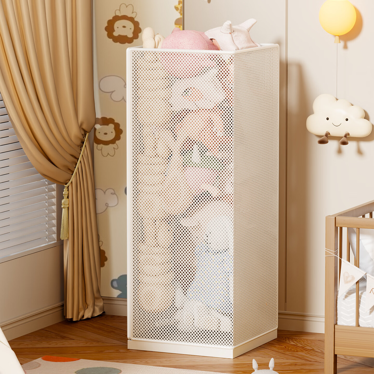 尔思家娃娃收纳桶大容量毛绒玩具收纳神器儿童玩偶储物箱巨无霸收纳箱 白色密网款