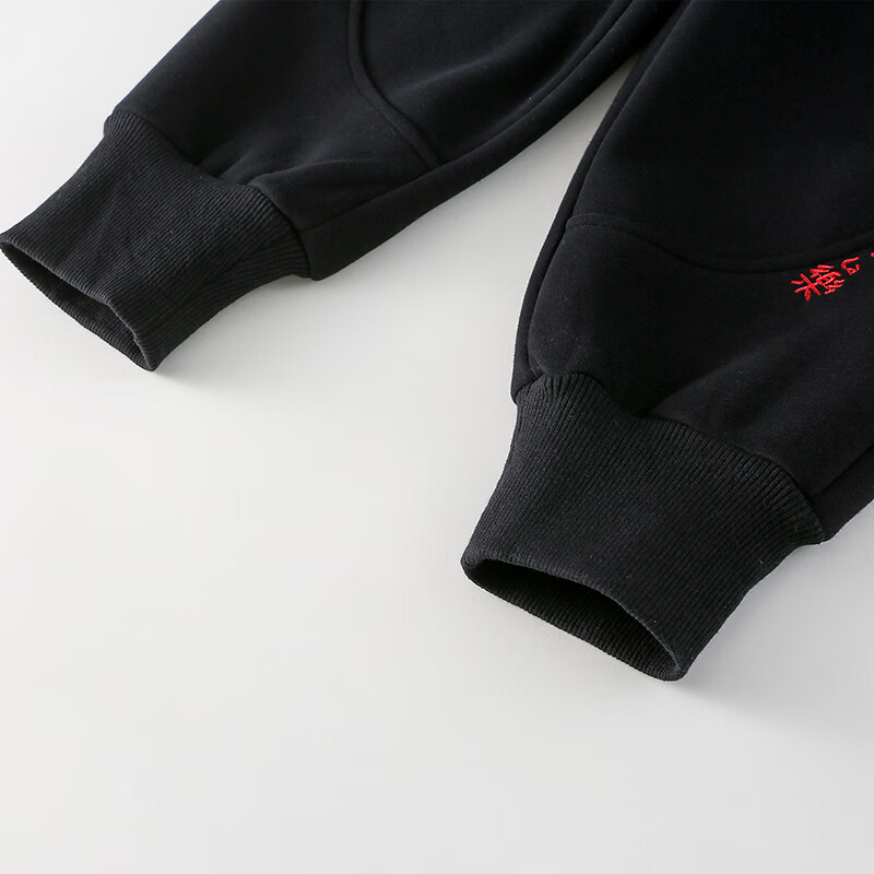 棉花堂（cottontown）【新年】棉花堂男童加绒裤子2026马年运动裤儿童拜年服加厚长裤女 黑色 90 90/50