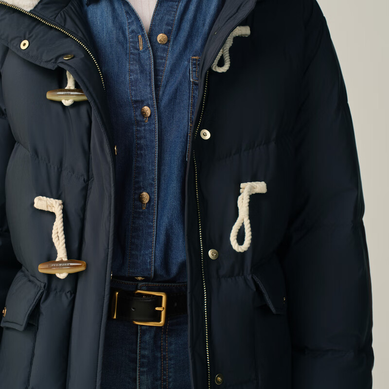 ELAND衣恋羽绒服女时尚带帽长袖鸭绒外套2025冬季新款 藏青色(59)Navy M /165