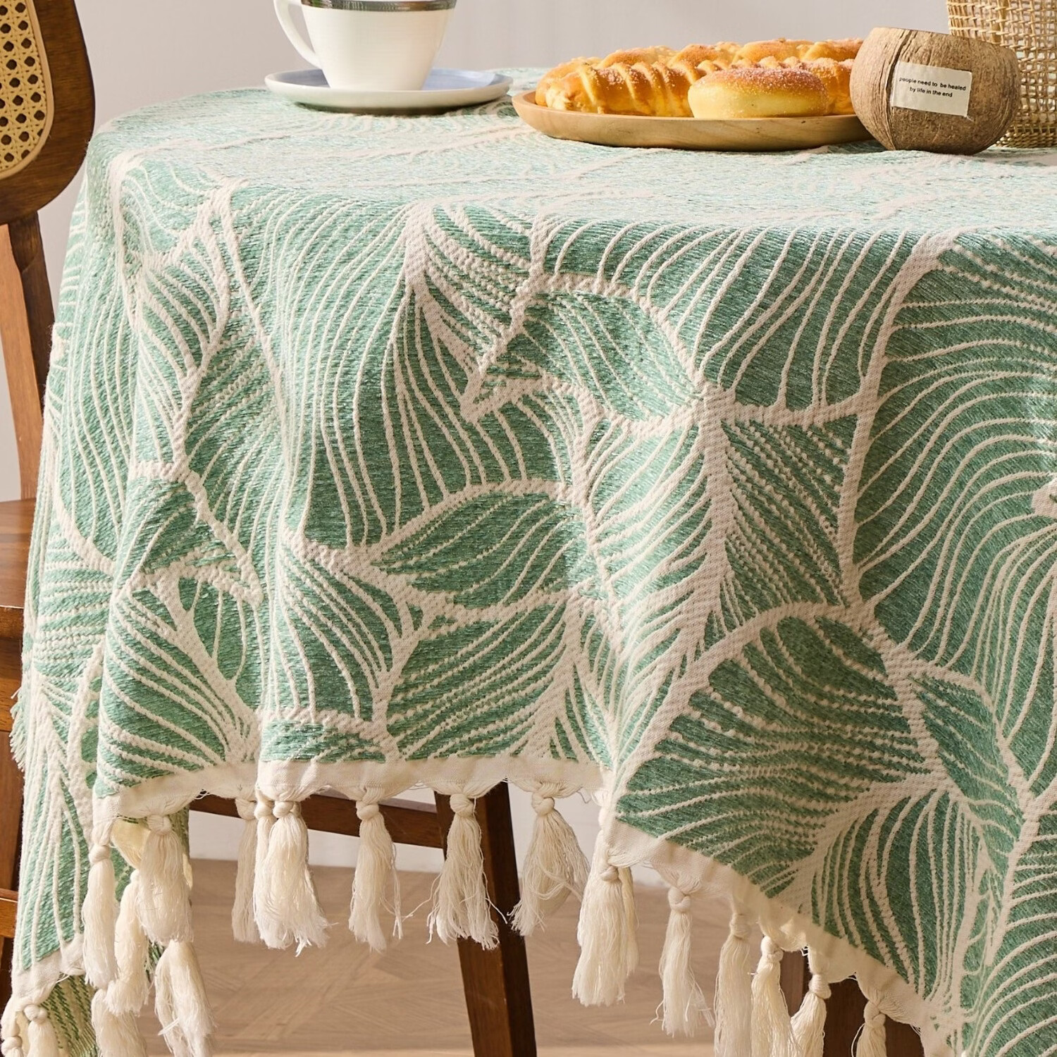 VTX外贸欧美午睡毯休闲毯车载沙发毯全盖毯流苏毯田园小清新保暖披肩 浅绿 127*153CM