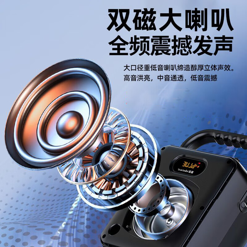 金正S18户外音响蓝牙音箱便携式大音量广场舞音响功放一体机家用ktv唱歌小型k歌麦克风手提摆摊低音炮 旗舰版+32G优盘【双充电话筒】