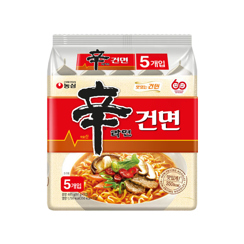 农心 韩国进口 非油炸辛拉面方便面 97g*5包