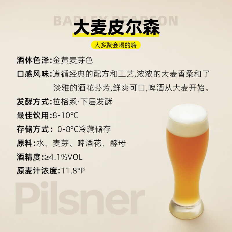 木屋烧烤鲜酿活啤精酿3L装啤酒 古斯海盐德式小麦低度微醺解辣酒水 大麦皮尔森 3L 1桶