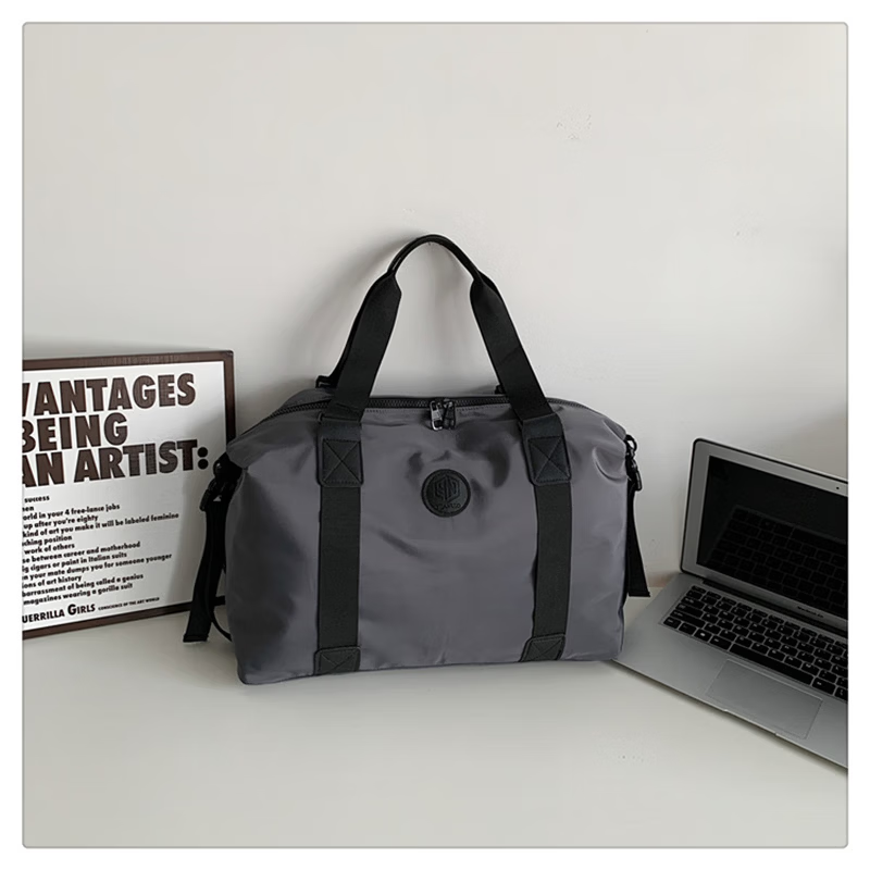 【厂家直供】新款男单肩出差旅行包大容量学生逛街购物行李袋女户 灰色