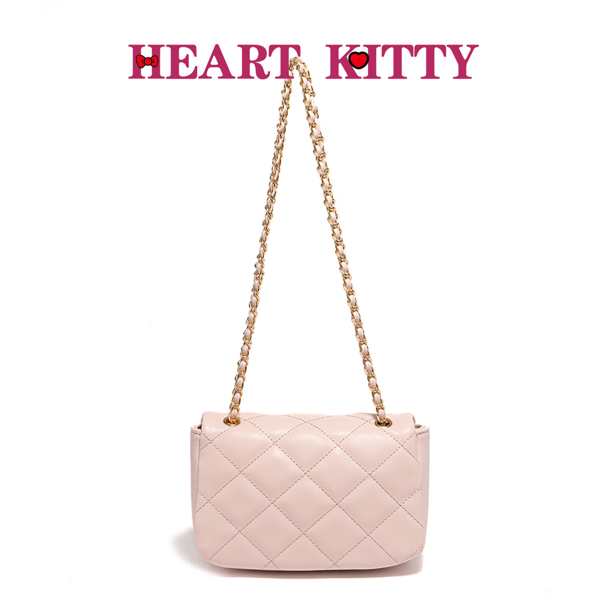 HEART KITTY高颜值菱格小香风链条包高级感气质百搭通勤单肩斜挎包生日礼物包 6607粉色