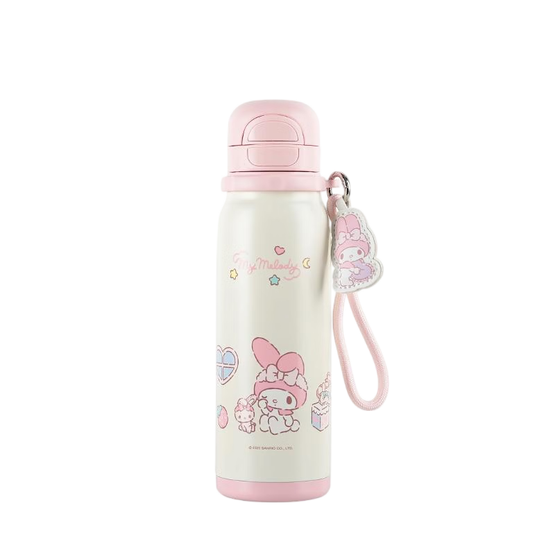 杯具熊（BEDDYBEAR）锐气双饮盖运动保温杯儿童吸管水杯大容量学生杯子600ML美乐蒂