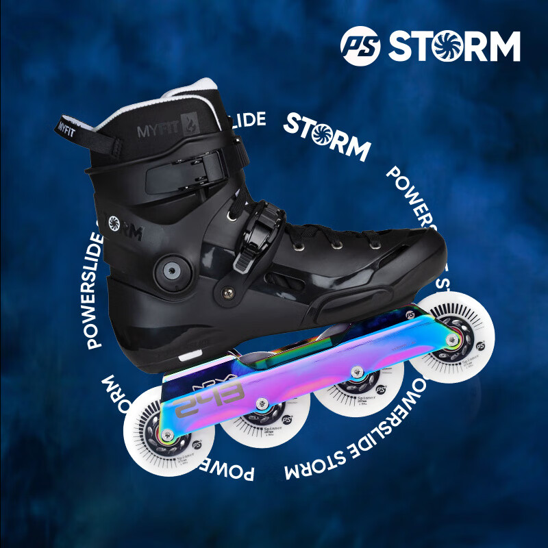 宝狮莱powerslide宝狮莱strom全新平花刷街轮滑鞋男女休闲街区旱冰鞋 黑色 37 _38