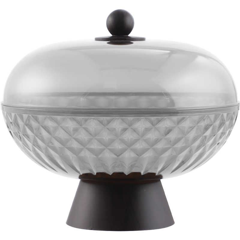 彩致（CAIZHI）水果盤家用客廳茶幾零食盤高腳可瀝水堅果干果盤子帶蓋透灰CZ6359