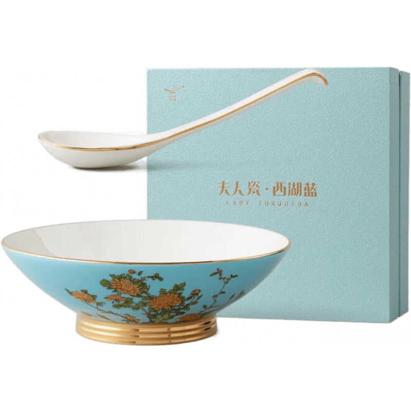 永丰源（auratic）瓷 西湖蓝2头碗勺陶瓷饭碗汤碗勺组合  礼 西湖蓝碗勺 2头 2件
