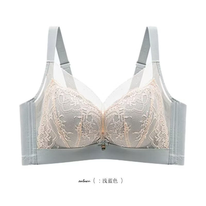 性感蕾丝内衣女大胸显小薄款收副乳防下垂调整型软钢圈上托文胸罩 深棕色 （咖啡棕） 90B