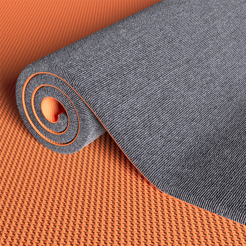 嫣语地毯大面积全铺商用办公室专用感地垫满铺可裁剪家用卧室隔音 米棕色单条纹环保TPE-新款加厚9mm 1m*1m 定制尺寸联系客服