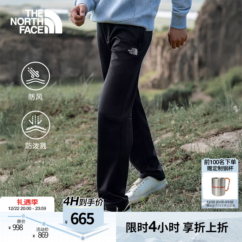 北面（The North Face）男软壳裤防风防泼溅【经典款】徒步登山宽松舒适25秋冬上新|8DMG JK3/宇宙黑 32/175