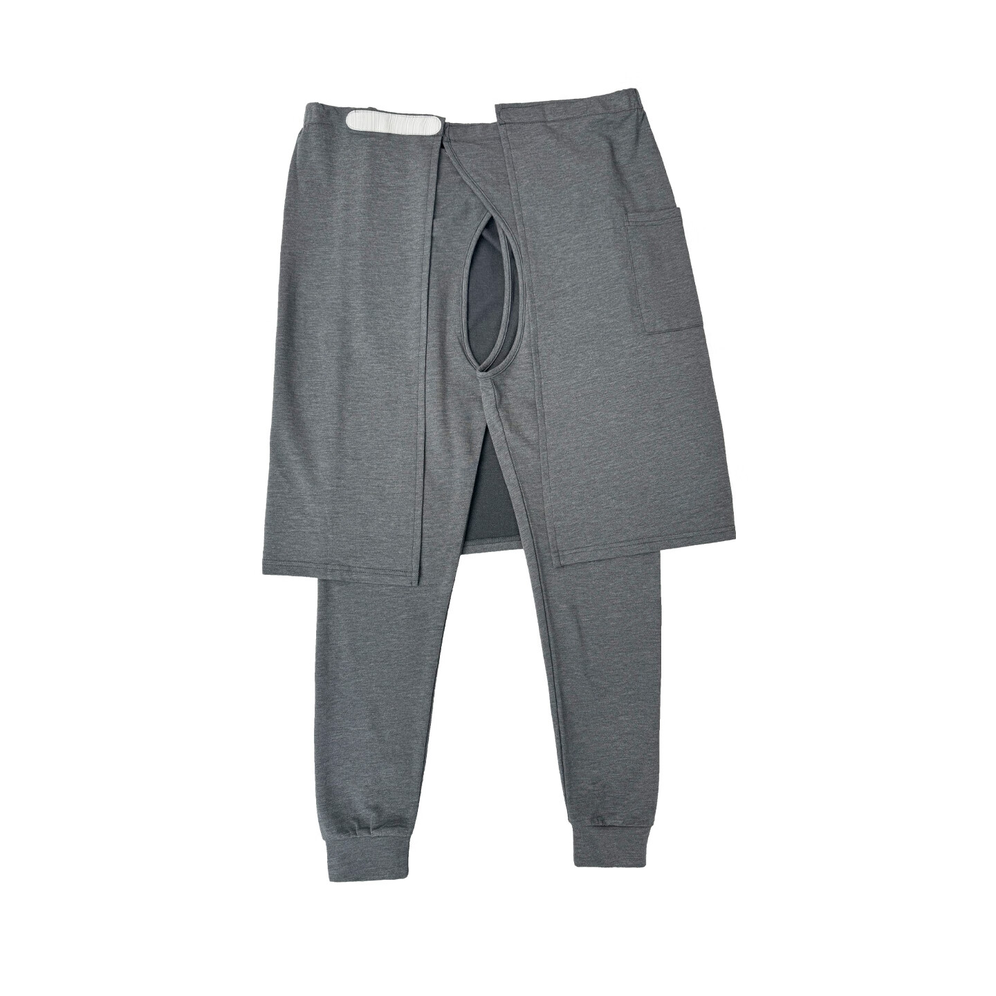 秋冬瘫痪老人开裆裤老年失禁裤子中风偏瘫卧床病人康复护理裤加绒 太空灰-秋裤【挡布+束口版开裆裤】粘贴 3XL 185cm-195cm 180斤-210斤