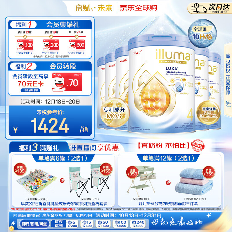 ���ϣ�Wyeth�����ذ���Ʒ������δ�� 10HMO Ӥ�׶��̷�4��6�� ��ʿԭ��ԭװ���� 1424Ԫ