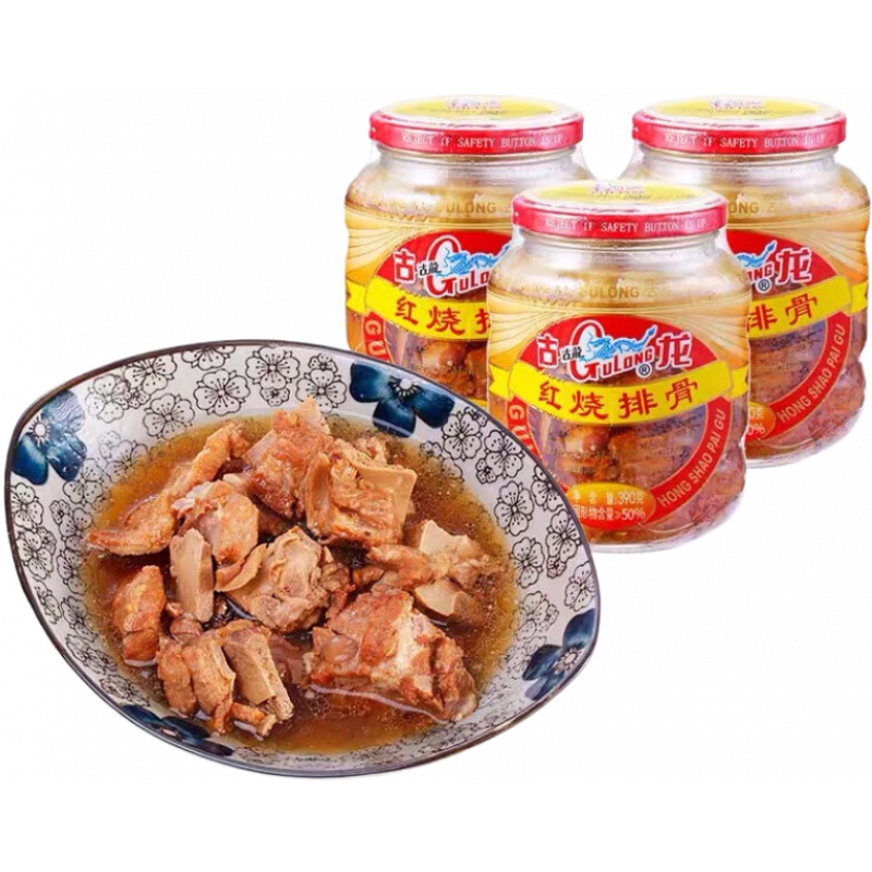 古龍古龍紅燒豬腳廈門特產(chǎn)紅燒排骨罐頭食品紅燒肉罐頭390g 390紅燒排骨3罐
