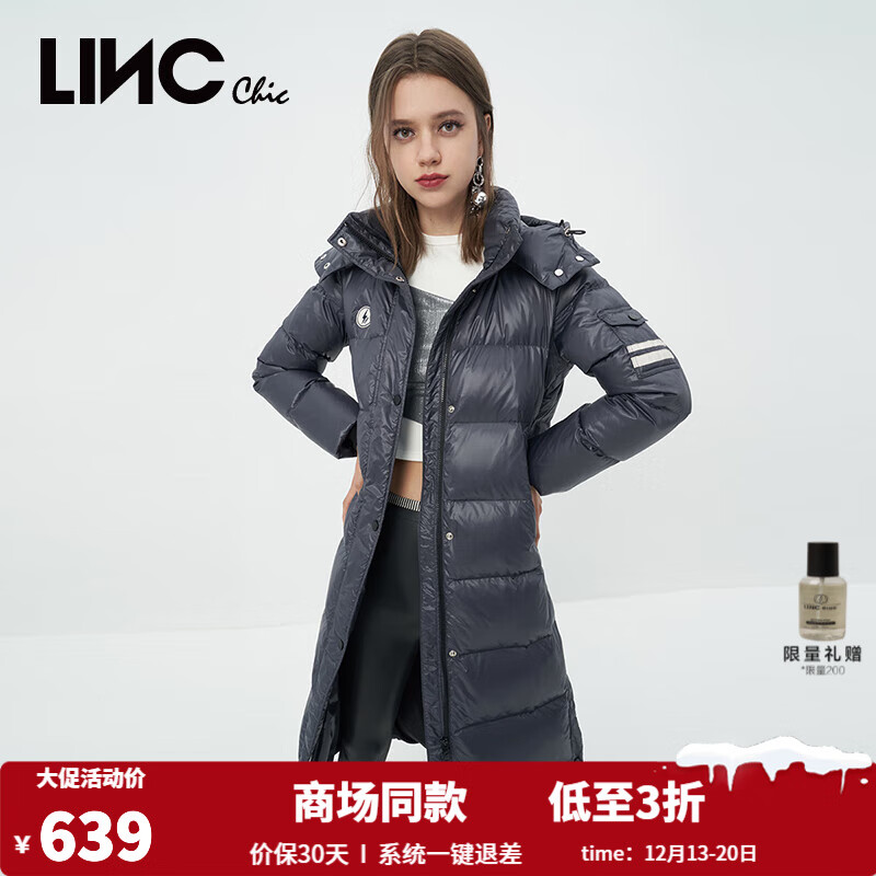 金羽杰冬季新款加厚羽绒服女长款过膝连帽宽松轻暖面包服女士Y22808191 高街潮灰 L 适合140斤以下