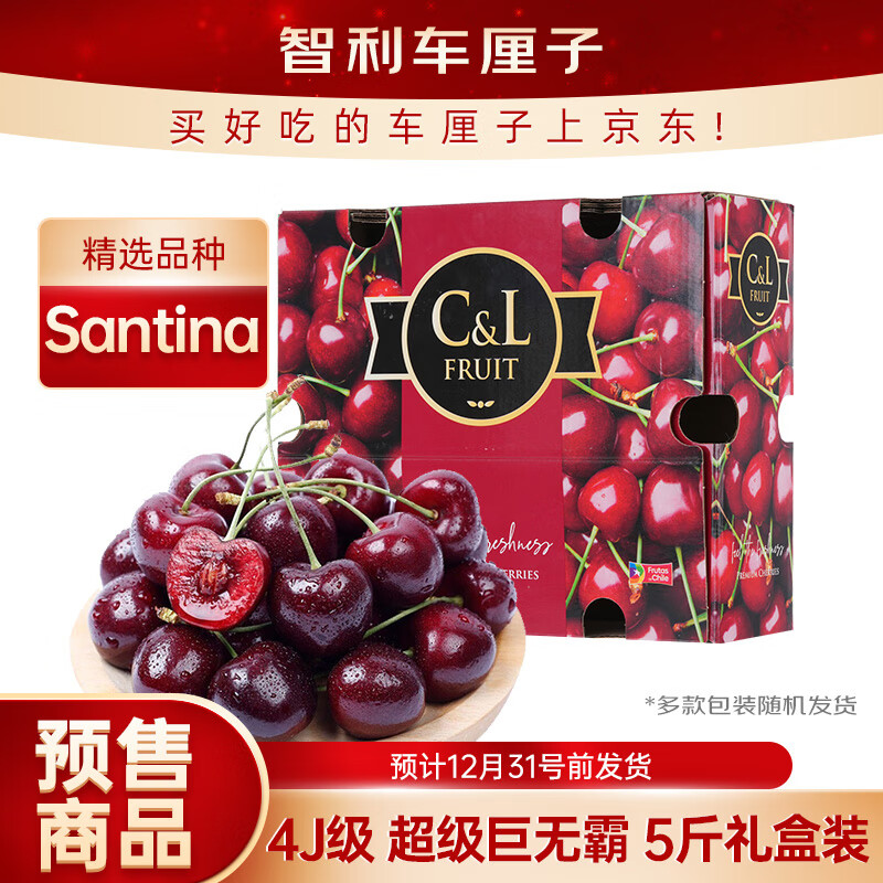 京鲜生 智利Santina车厘子超级巨无霸4J级5斤 果径约32-34mm 水果礼盒