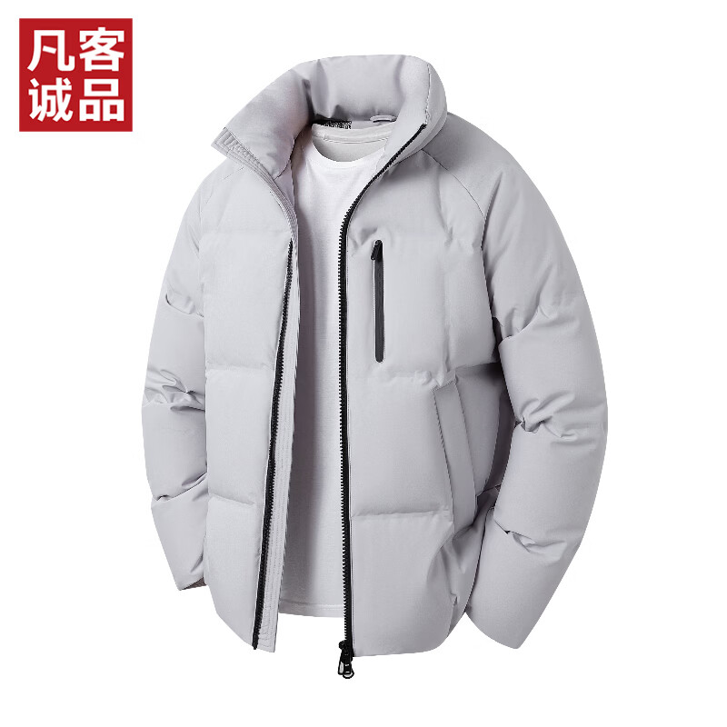 凡客诚品（VANCL）凡客官方店立领休闲面包羽绒服 浅灰色 L